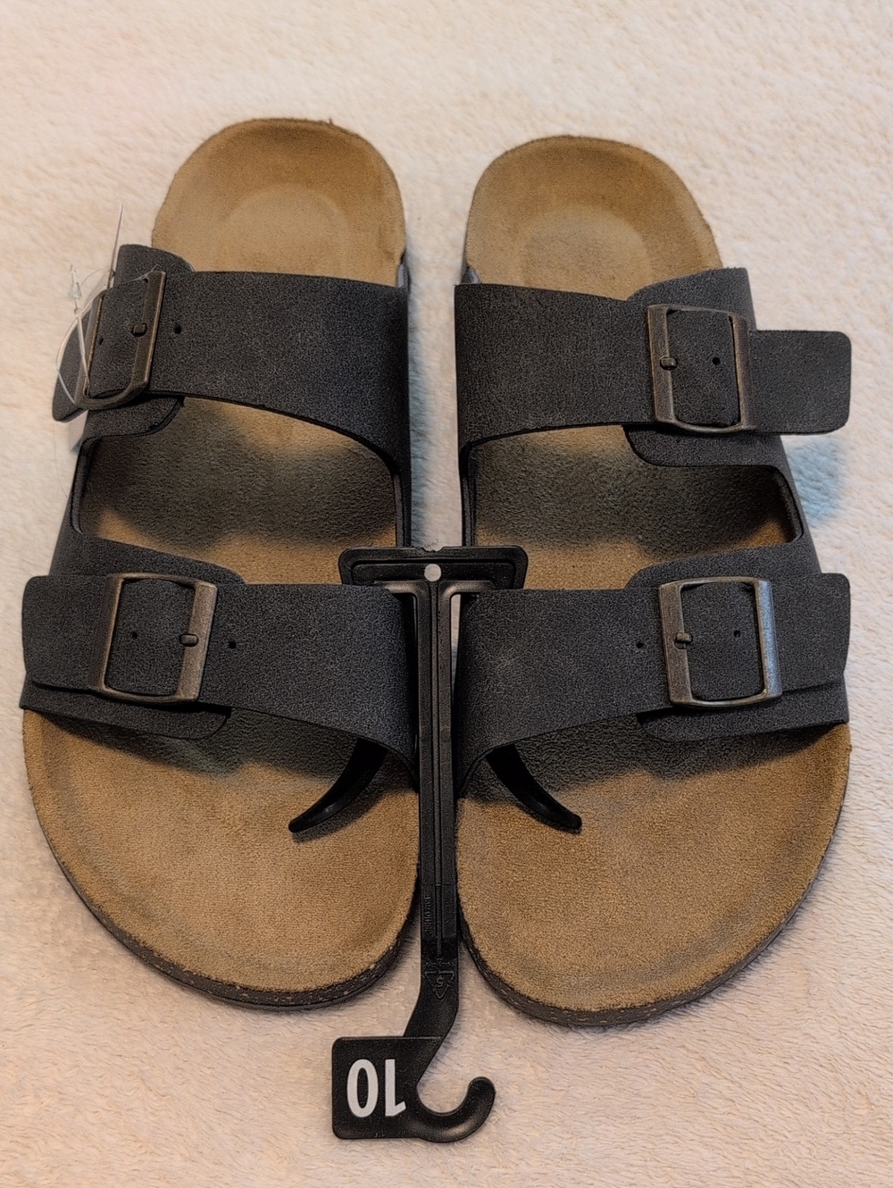 George Men's Black Double-Buckle Slides